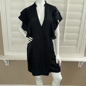 Avec Les Filles Faux Wrap Ruffled Mini Dress